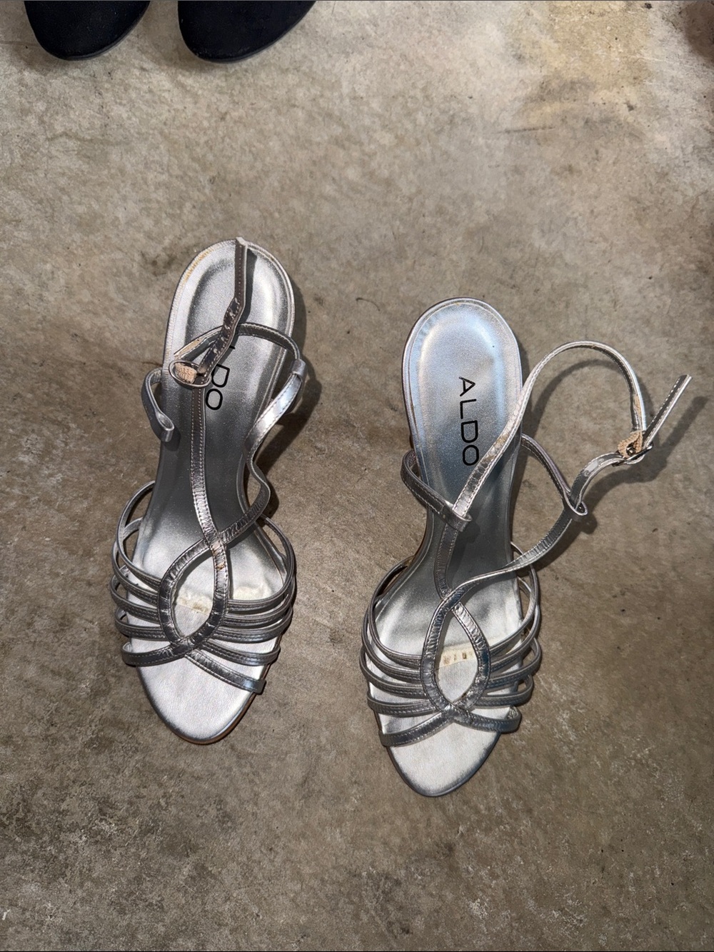 ALDO Silver Metallic Strappy Heeled Sandals